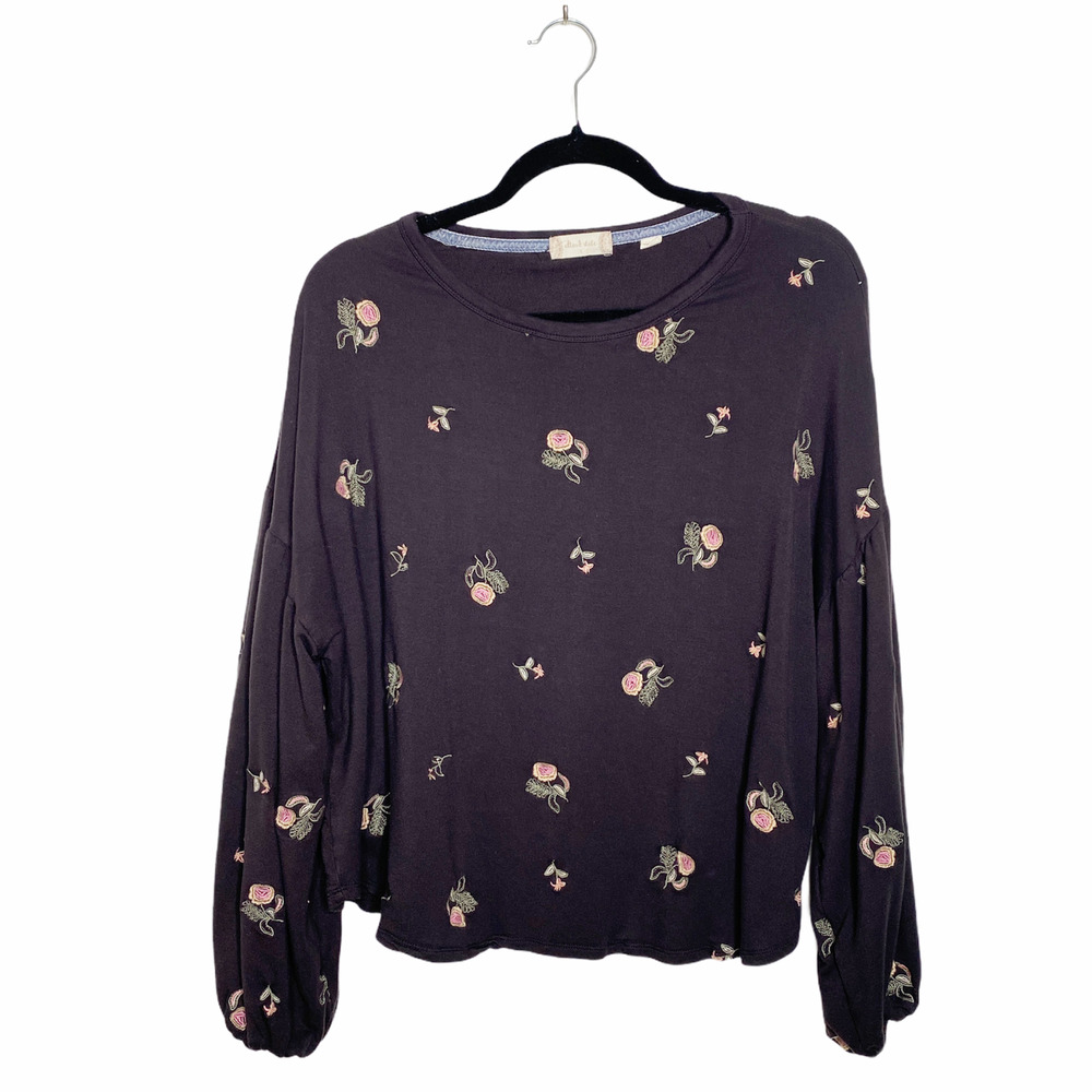 Altar'd State Long Sleeve Black Floral Blouse L